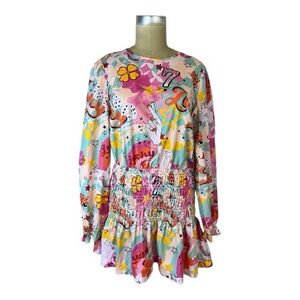 Never Fully Dressed Lucky Symbols Colorful Cotton Shirred waist/hips Dress